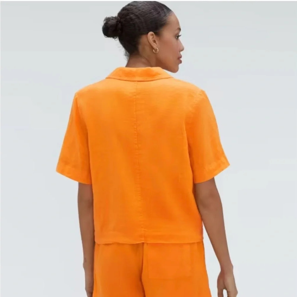 Everlane 100% linen size S orange button down shirt - Picture 3 of 6
